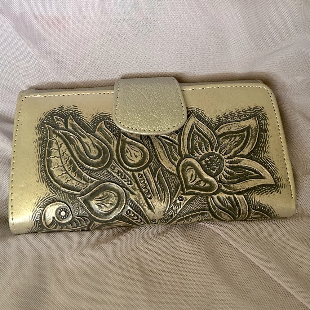 Real leather golden wallet